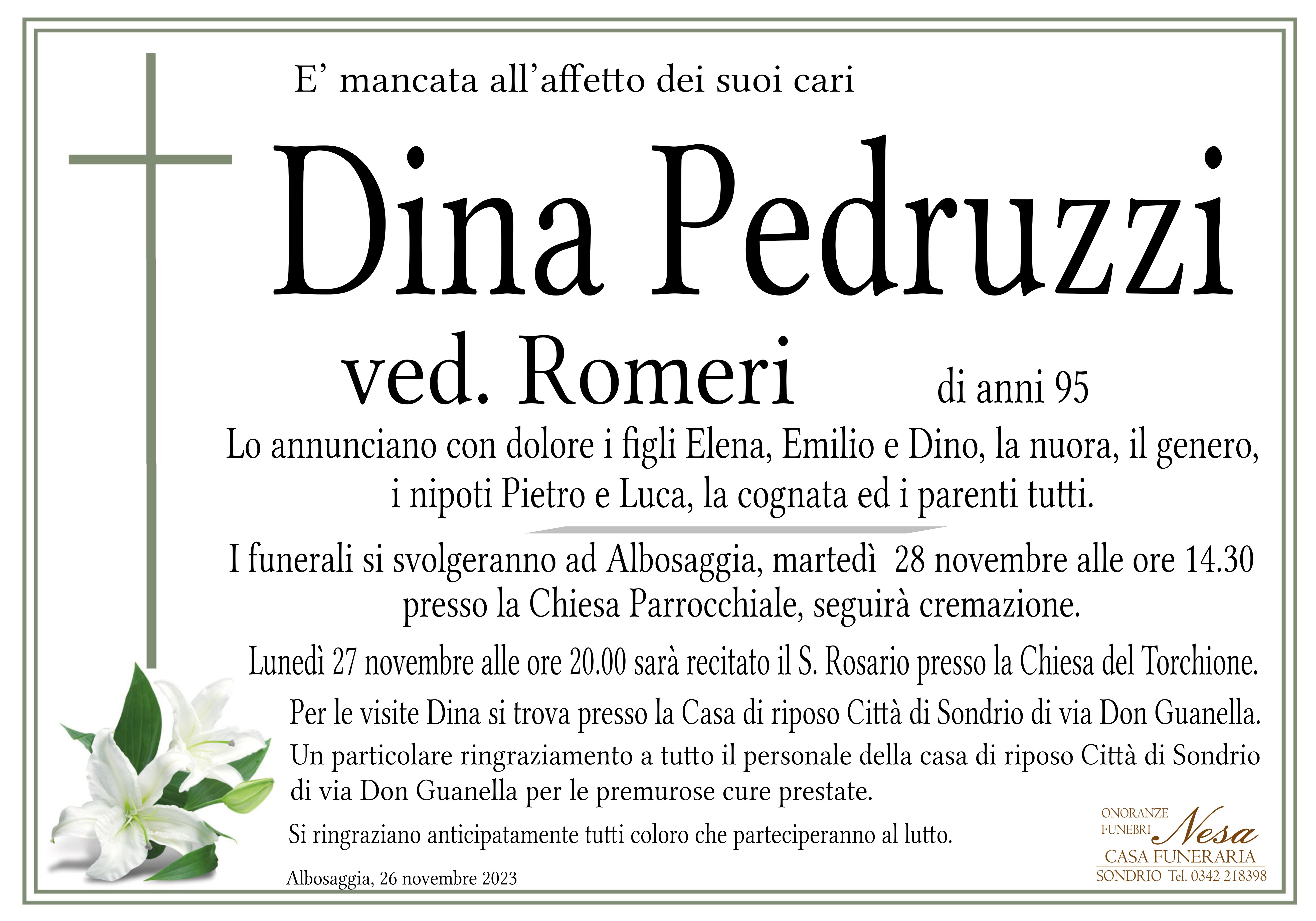 Necrologio Dina Pedruzzi ved. Romeri